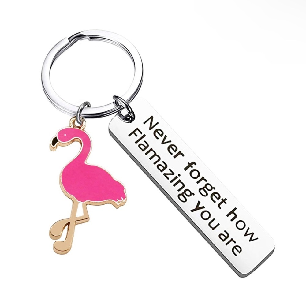 NEW, Flamingo Keychain Never Forget How Flamazing You are, various colors